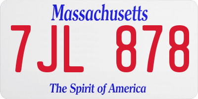 MA license plate 7JL878