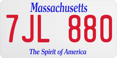 MA license plate 7JL880