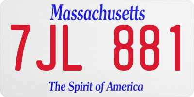 MA license plate 7JL881