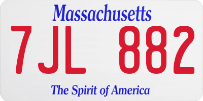 MA license plate 7JL882
