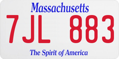 MA license plate 7JL883