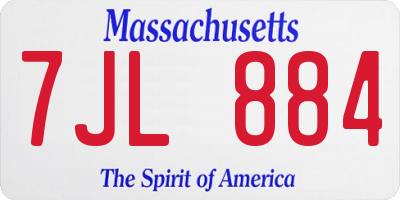 MA license plate 7JL884