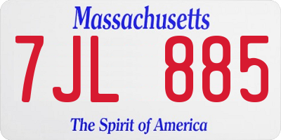 MA license plate 7JL885