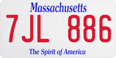 MA license plate 7JL886