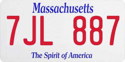 MA license plate 7JL887
