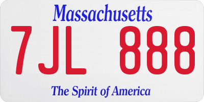 MA license plate 7JL888