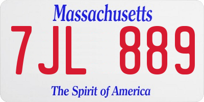 MA license plate 7JL889