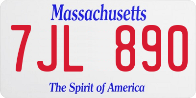 MA license plate 7JL890