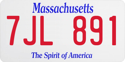 MA license plate 7JL891