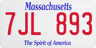 MA license plate 7JL893
