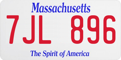 MA license plate 7JL896
