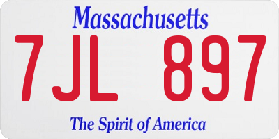 MA license plate 7JL897