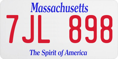 MA license plate 7JL898