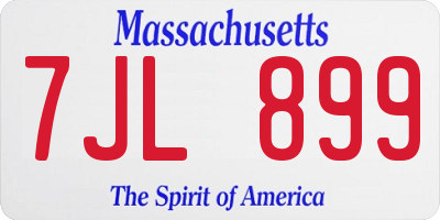 MA license plate 7JL899