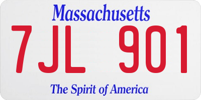 MA license plate 7JL901
