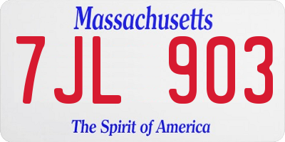 MA license plate 7JL903