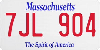 MA license plate 7JL904