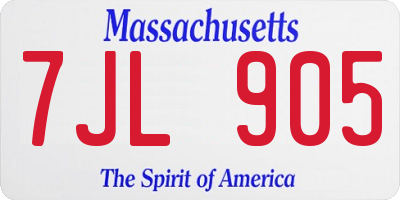 MA license plate 7JL905