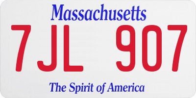 MA license plate 7JL907
