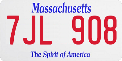 MA license plate 7JL908