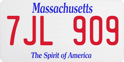 MA license plate 7JL909