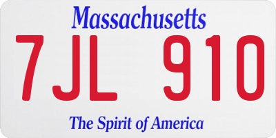 MA license plate 7JL910