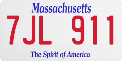 MA license plate 7JL911