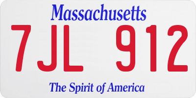 MA license plate 7JL912
