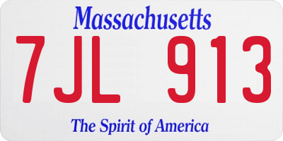 MA license plate 7JL913