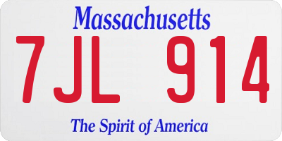 MA license plate 7JL914