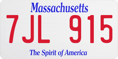 MA license plate 7JL915