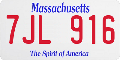 MA license plate 7JL916