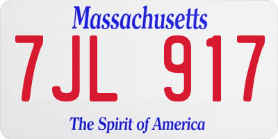 MA license plate 7JL917