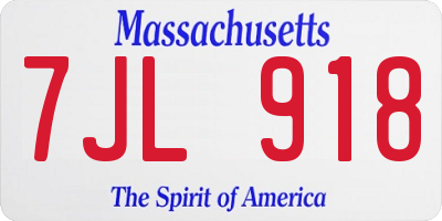 MA license plate 7JL918