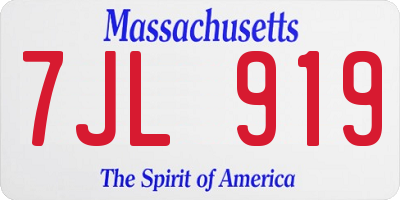 MA license plate 7JL919