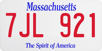 MA license plate 7JL921