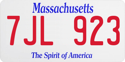 MA license plate 7JL923