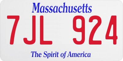 MA license plate 7JL924