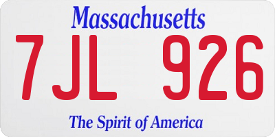 MA license plate 7JL926