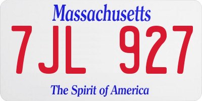 MA license plate 7JL927
