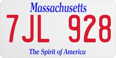 MA license plate 7JL928