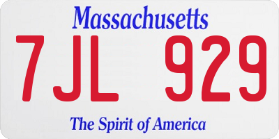 MA license plate 7JL929