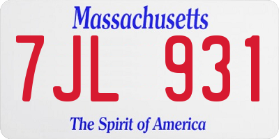 MA license plate 7JL931