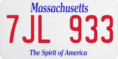 MA license plate 7JL933