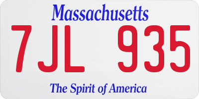 MA license plate 7JL935