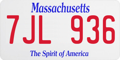 MA license plate 7JL936