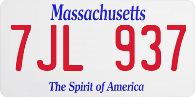 MA license plate 7JL937