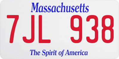 MA license plate 7JL938