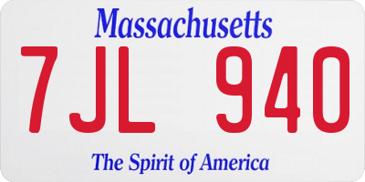 MA license plate 7JL940