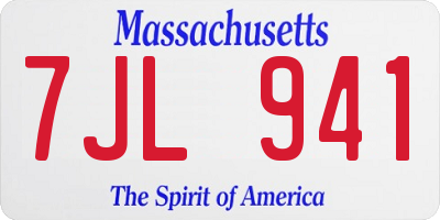 MA license plate 7JL941